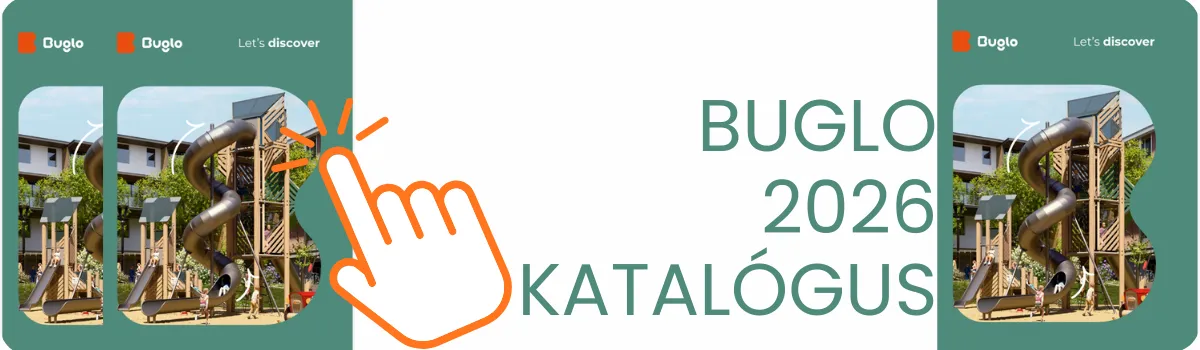 Buglo játszótéri eszközök, kültéri fitnesz és utcabútro, kutyafuttató eszközök 2026 katalógusa