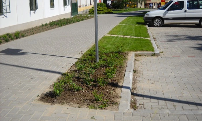 Zirc, Rákóczi tér - Színesítés virágzó szigetekkel
